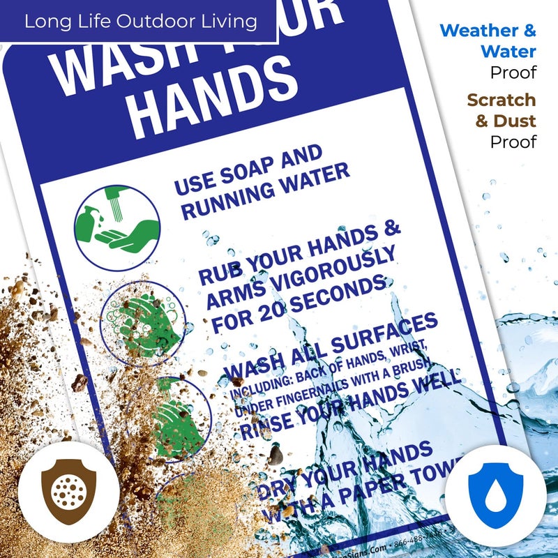 Sigo Signs Hand Washing Sign, 10x7 Inches, Handwashing Instruction Sign, Rust Free 0.40 Aluminum, Fade Resistant, Easy Mounting, Indoor/Outdoor Use, Made in USA - Image 5